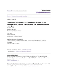An Ethnographic Account of the Development of Squatter Settlements in San Juan De Miraflores, Lima, Peru