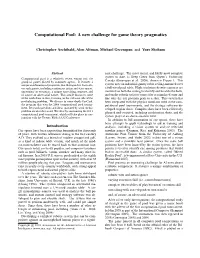 Computational Pool: a New Challenge for Game Theory Pragmatics