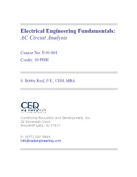 Electrical Engineering Fundamentals: AC Circuit Analysis