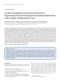 Localized Sympathectomy Reduces Mechanical Hypersensitivity by Restoring Normal Immune Homeostasis in Rat Models of Inflammatory Pain