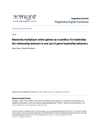 Massively Multiplayer Online Games As a Sandbox for Leadership: the Relationship Between in and out of Game Leadership Behaviors