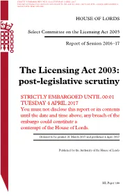 The Licensing Act 2003