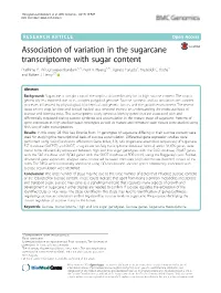 Association of Variation in the Sugarcane Transcriptome with Sugar Content Prathima P