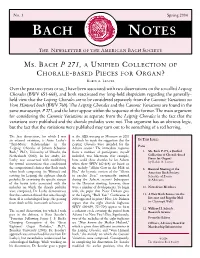 Bach Notes No. 1