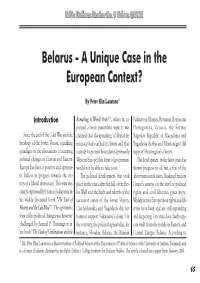 Belarus - a Unique Case in the European Context?