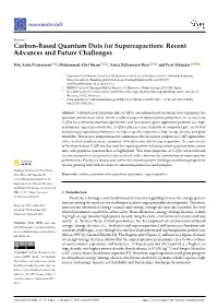 Carbon-Based Quantum Dots for Supercapacitors: Recent Advances and Future Challenges