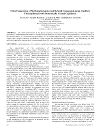 Chiral Separation of Methamphetamine and Related Compounds Using Capillary Electrophoresis with Dynamically Coated Capillaries