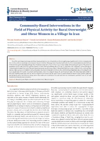 Community-Based Interventions in the Field of Physical Activity for Rural Overweight and Obese Women in a Village in Iran