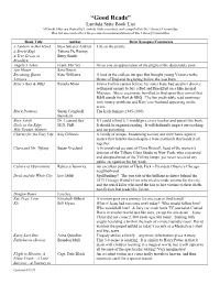 “Good Reads” Lambda State Book List All Book Titles Are Shared by Lambda State Members and Compiled by the Literacy Committee