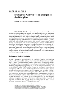 Intelligence Analysis—The Emergence of a Discipline
