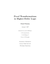 Proof Transformations in Higher-Order Logic
