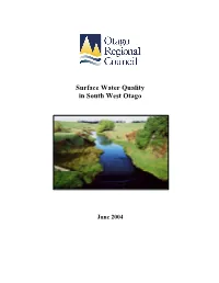 Surface Water Quality in South West Otago