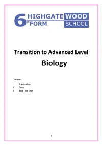 Biology Transition to a Level