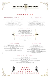 Cocktails More Menus for Your Viewing Pleasure