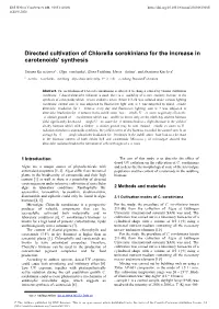Directed Cultivation of Chlorella Sorokiniana for the Increase in Carotenoids' Synthesis