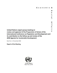 Expert Group Meeting on Review and Appraisal of the Programme Of