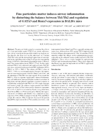 Fine Particulate Matter Induces Airway Inflammation by Disturbing the Balance Between Th1/Th2 and Regulation of GATA3 and Runx3 Expression in BALB/C Mice