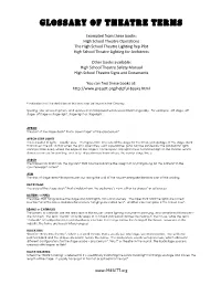 Glossary of Theatre Terms