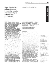 Implantation of a Customized Toric Intraocular Lens for Correction of Post