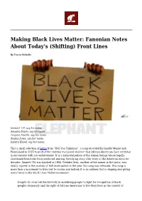 Making Black Lives Matter: Fanonian Notes About Today’S (Shifting) Front Lines