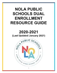 Nola Public Schools Dual Enrollment Resource Guide