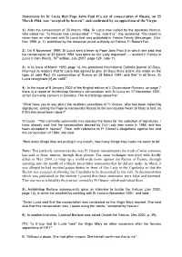 Sr Lucia on the Consecration of Russia