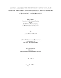 A Critical Analysis of the Entrepreneurial Orientation, Trait