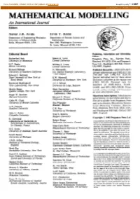MATHEMATICAL MODELLING an Ihternational Journal Editors