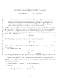 On Barycenters of Probability Measures