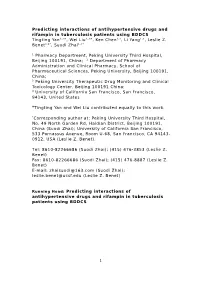 Predicting Interactions of Antihypertensive Drugs and Rifampin in Tuberculosis Patients Using BDDCS Tingting Yan1,2#, Wei Liu1,3#, Ken Chen1,2, Li Yang1,3, Leslie Z