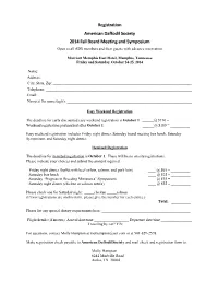 Registration American Daffodil Society 2014 Fall Board Meeting and Symposium Open to All ADS Members and Their Guests with Advance Reservation