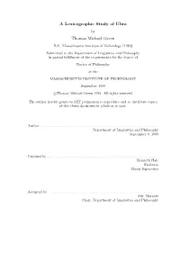 A Lexicographic Study of Ulwa Thomas Michael Green