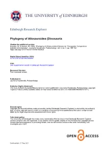 Allosauroid (Dinosauria: Theropoda) Phylogeny: Conflict, Consensus, and a New Cladistic Analysis