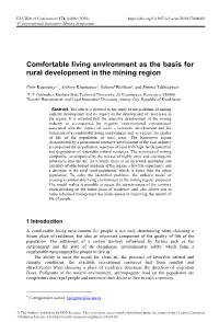 Comfortable Living Environment As the Basis for Rural Development in the Mining Region
