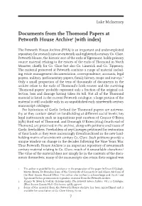 Documents from the Thomond Papers at Petworth House Archive1 [With Index]