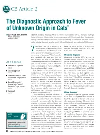 The Diagnostic Approach to Fever of Unknown Origin in Cats*