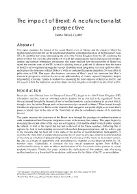 The Impact of Brexit: a Neofunctionalist Perspective