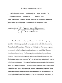 AN ABSTRACT of the THESIS of Douglas William Havlina for The