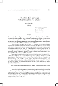 Filozofska Djela U Izdanju Matice Hrvatske (1842–2000)*