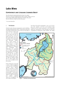 Lake Biwa Experience and Lessons Learned Brief