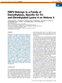 RBP2 Belongs to a Family of Demethylases, Specific For