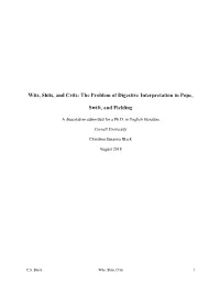 The Problem of Digestive Interpretation in Pope, Swift, And
