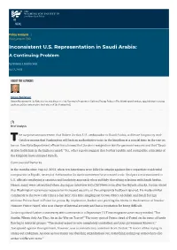 Inconsistent U.S. Representation in Saudi Arabia: a Continuing Problem | the Washington Institute
