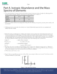 Part A. Isotopic Abundance and the Mass Spectra of Elements 1