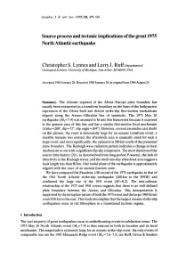 Source Process and Tectonic Implications of the Great 1975 North Atlantic Earthquake