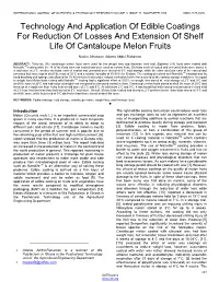 Technology and Application of Ediblecoatings for Reduction Of
