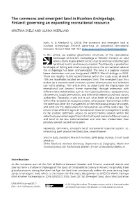 The Commons and Emergent Land in Kvarken Archipelago, Finland: Governing an Expanding Recreational Resource