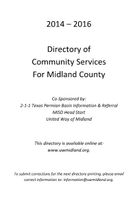 2014 – 2016 Directory of Community Services for Midland County