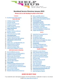 Breckland Service Directory January 2019 Please Click on the Heading to Jump to the Article