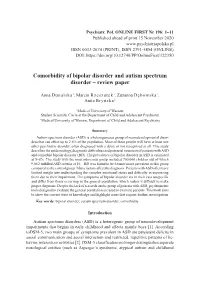 Comorbidity of Bipolar Disorder and Autism Spectrum Disorder – Review Paper